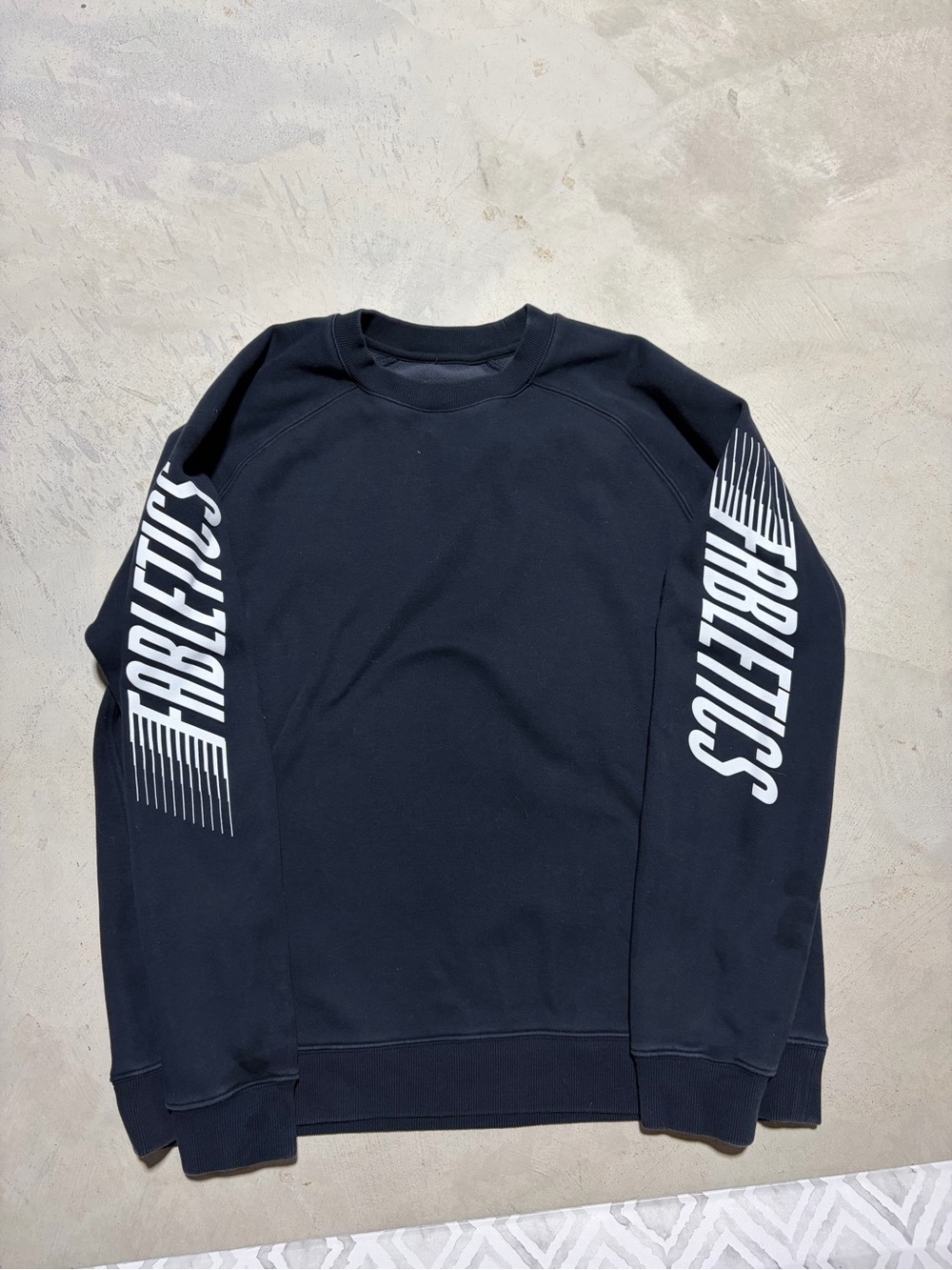 Fabletics Black Sweatshirt with White Sleeve Logo XXL